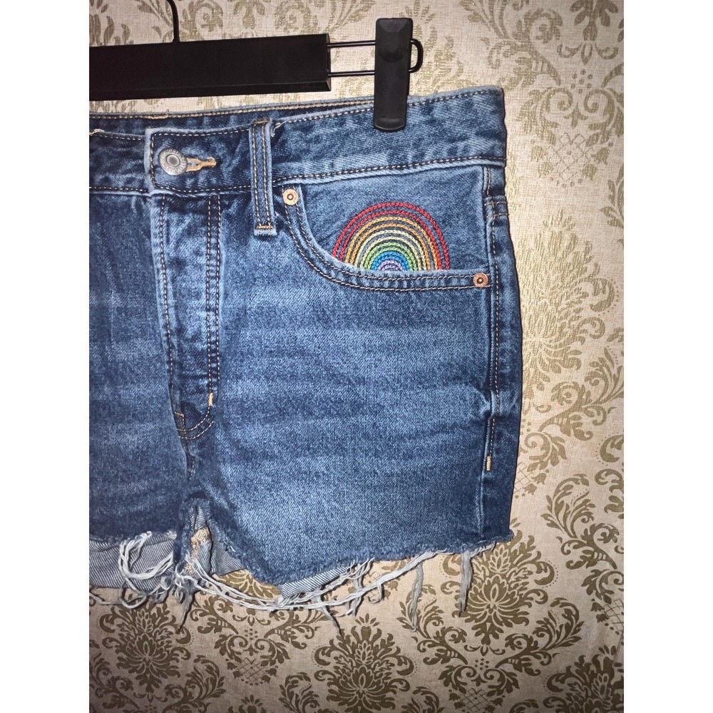Old Navy Love Pride Rainbow Butterfly Women's Shorts Upcycled Sz.8 LGBTQIA+ Ally - Picture 9 of 9